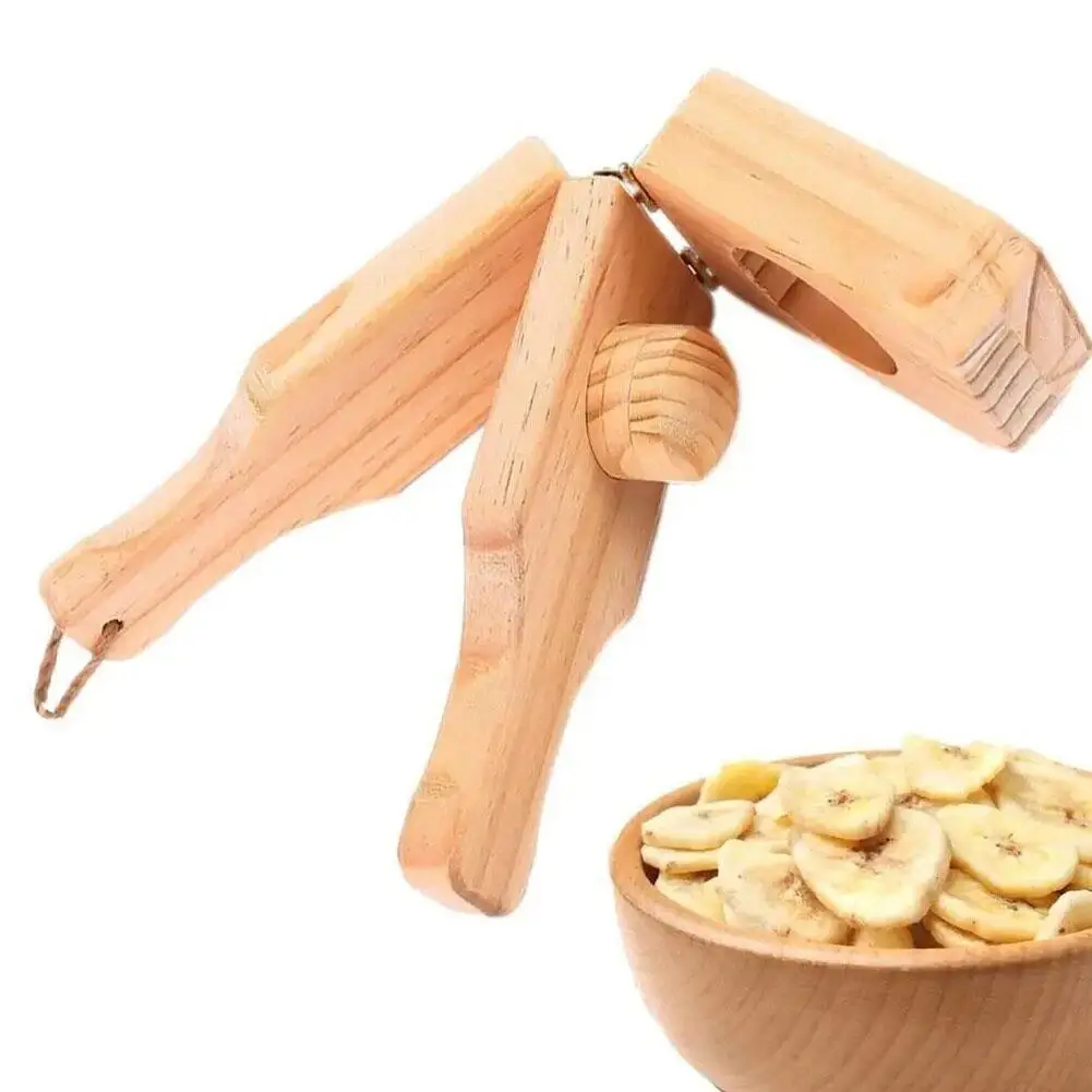 Banana Smasher Maker Wooden Tostonera Plantain Press with Handle Reusable for Kitchen Making Fried Cooking Fruit Banana Gad U4K6