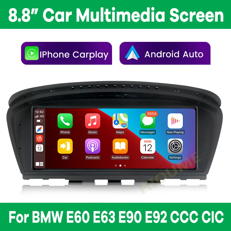 

8.8" Wireless Apple CarPlay Android Auto Car Video Player Multimedia for BMW E60 E63 E90 E92 CCC CIC Head Unit Rear Touch Screen