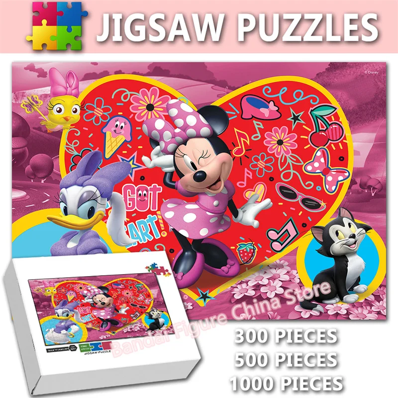 

Disney Cartoon Jigsaw Puzzles Minnie Mouse and Friends Anime Mickey Mouse 300/500/1000 Pieces Print Puzzle Kids Game Toys Gifts