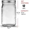 32 oz, 12 Pack Quart Mason Jars With Wide Mouth Lids, Glass Jars for Canning, Food Storage, Meal Prep, DIY Projects etc. 4