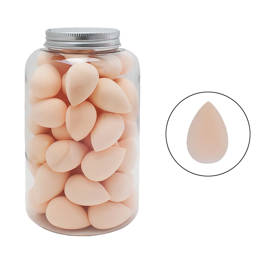 50 Pcs Mini Beauty Sponge Eggs in Water Drop Shape - Dry - Wet Combined Cosmetic Tools with Storage Box