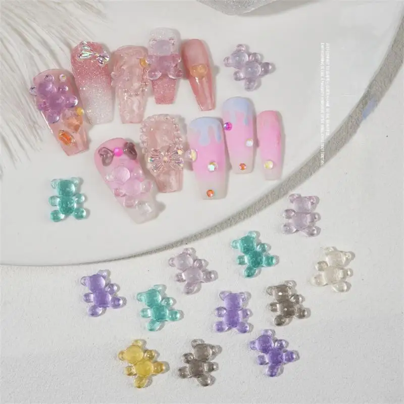 Accessori Per Orsi Fluorescenza Manicure Glow In The Dark Cartoon Nail Art Accessori Strass/Accenti Resina Gioielli Strobe 3D