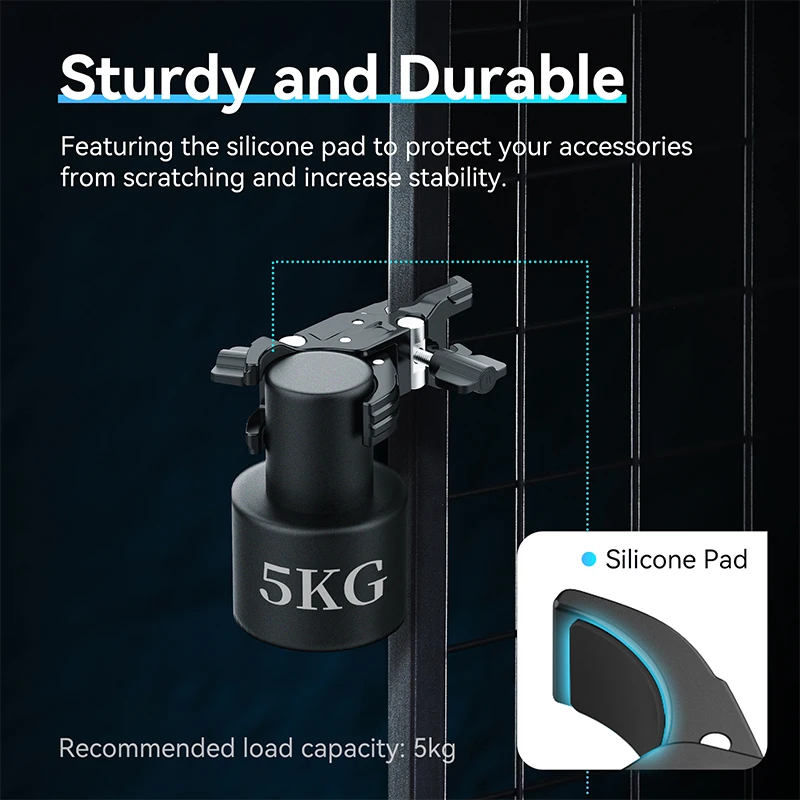 Ulanzi LC01 Super Clamp for Light Stand Double Clamp for Square Round Tubes with Adjustment Knobs for Photography Accessories