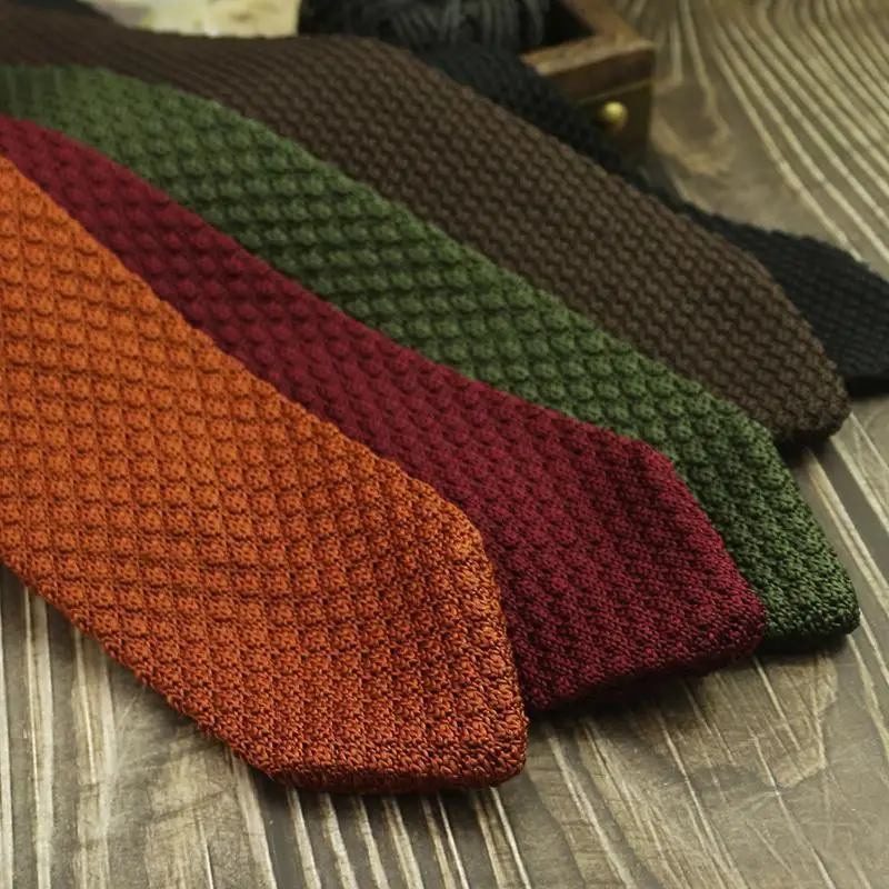Gradient Knitted Tie - Mens Solid Color Slim Necktie