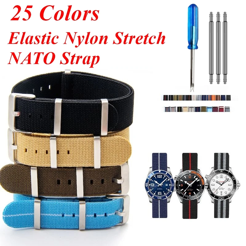 Elastic Nylon NATO Watch Strap - Multi-Size Diving Universal Bracelet