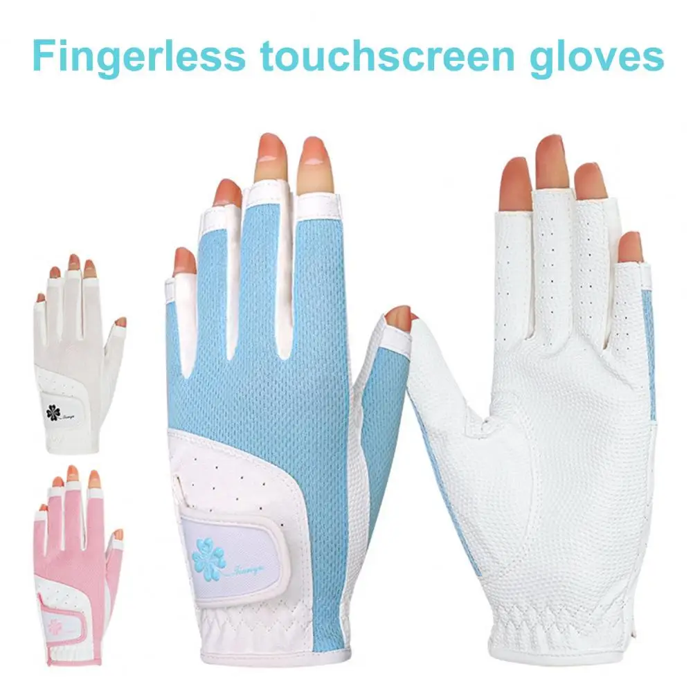 

1 Pair Golf Gloves Anti-slip Silicone Sweat-absorbing Breathable Touch Screen Men Women Left Right Hand Outdoor Sports Gloves Go
