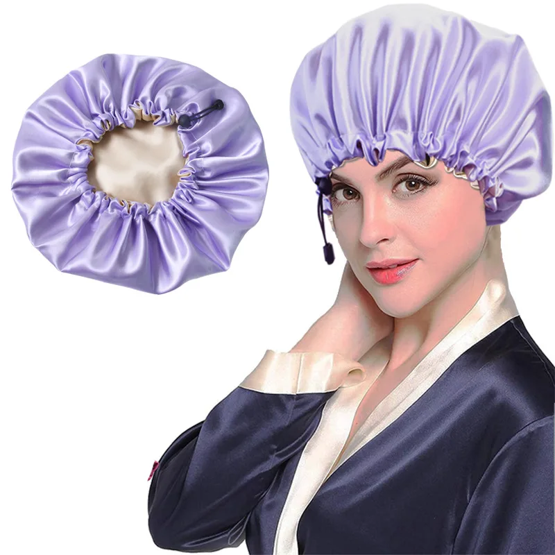 New Shower Cap For Bath And Sauna Satin Hat Hair Night Bath house