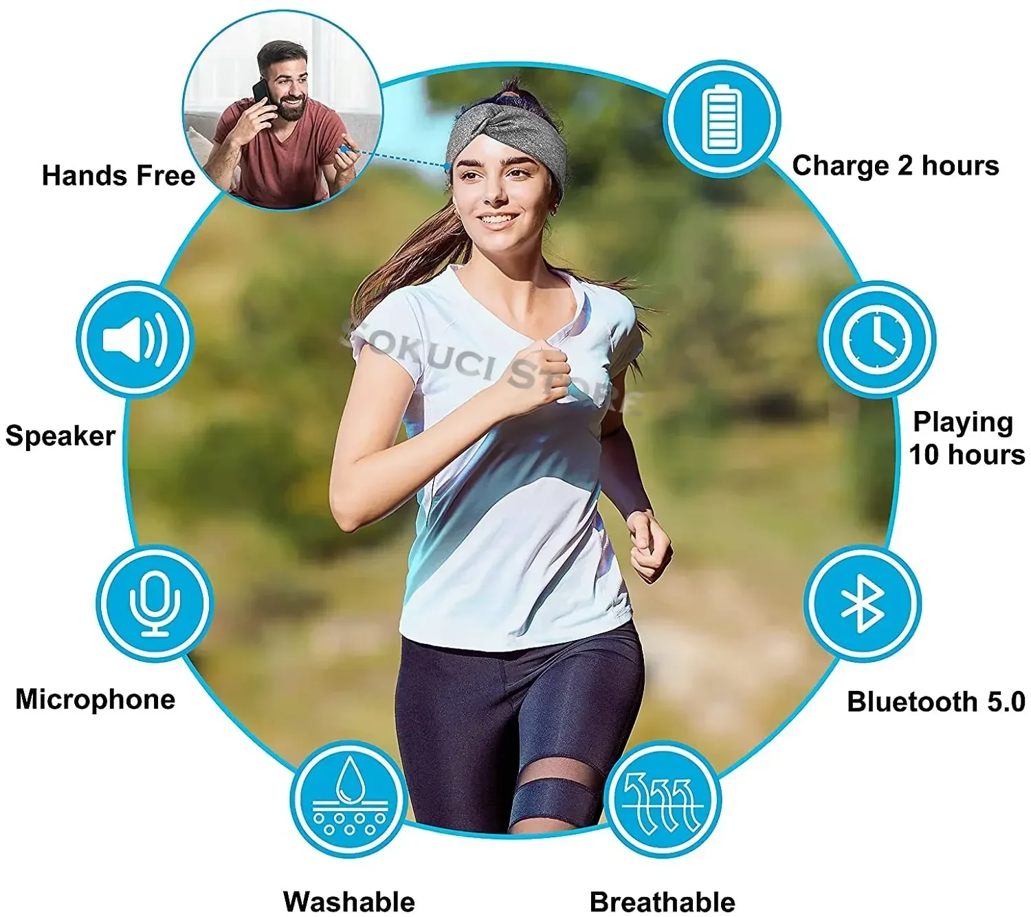Auriculares de diadema inalámbricos con Bluetooth 5,0, altavoces