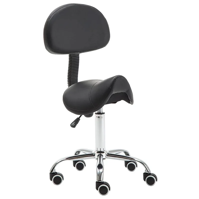 Description Picture 2 of itemFashion Saddle Stool With Backrest Universal Wheel Beauty Bar Barber Shop Tattoo Nail Makeup Hair Salon Furniture