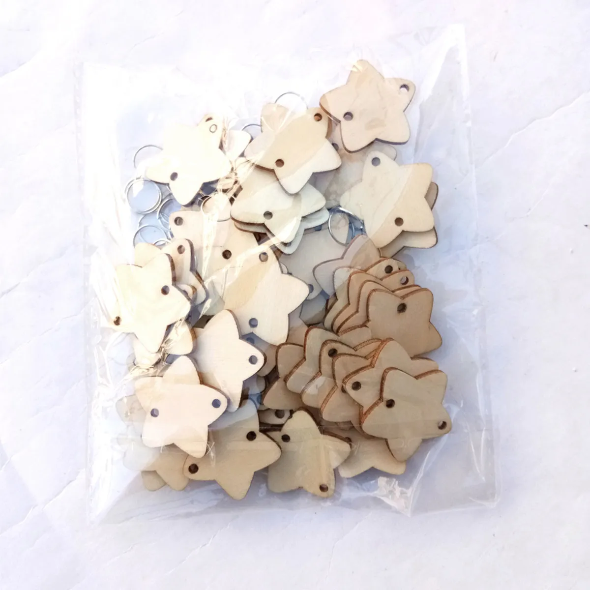 100Pcs 와이어 링이있는 나무 공예 요소 DIY 생일 파티 결혼식 휴일 장식 나무를위한 크리 에이 티브 사진 소품 키트