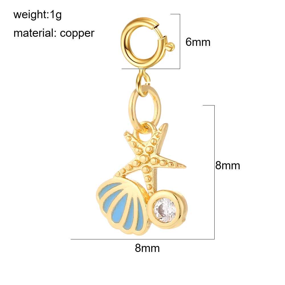3 stücke Sommer Strand Stil Shell Conch Sea Star Charms CZ Anhänger Frühling Verschluss DIY Schlüsselbund Halskette Armband Zubehör Großhandel – Detail 8