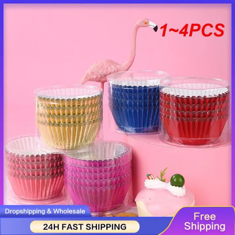 

1 ~ 4 шт. бумажные стаканчики для кексов, пищевая алюминиевая фольга, кексы, стандартная посуда для выпечки, смазочные бумажные стаканчики, прочные