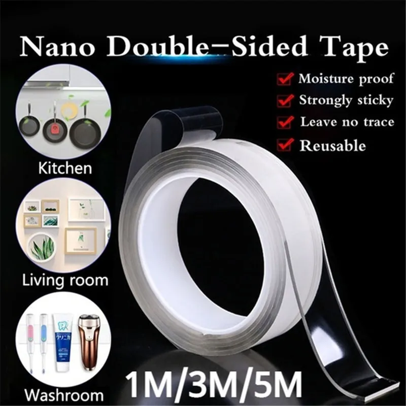 Double Sided Tape Heavy Duty, Multipurpose Mounting Tape Removable Adhesive  Strips Transparent Wall Tape, Reusable Strong Sticky Tape Poster Carpet Tape  for Home,Office 