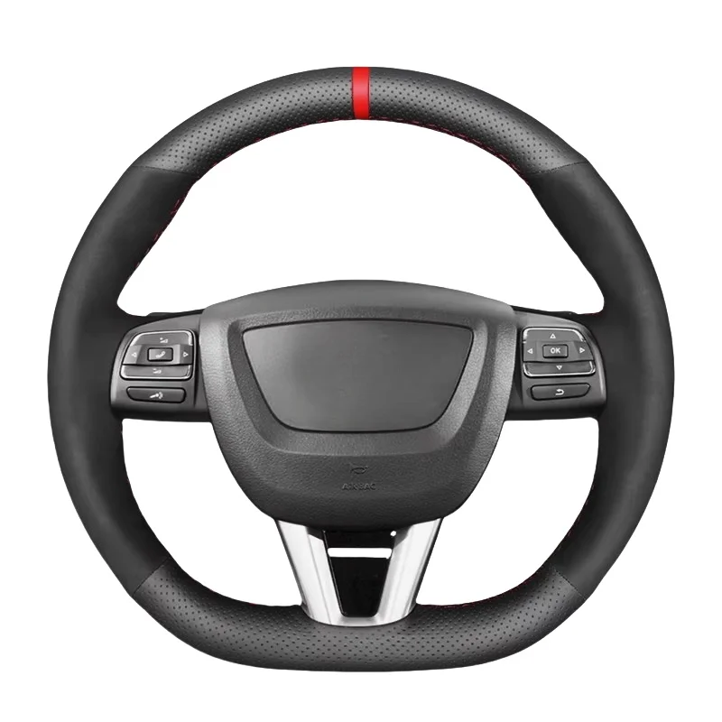 Luxurious Black Suede Car Steering Wheel Cover