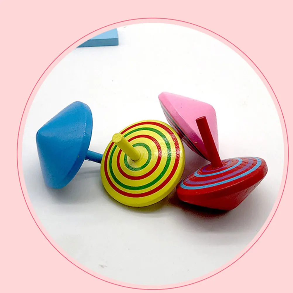 10/20pcs Wooden Spinning Tops Classical Painted Peg-Top Gyro Toys Desktop Educational Toys For Children Kids Gift