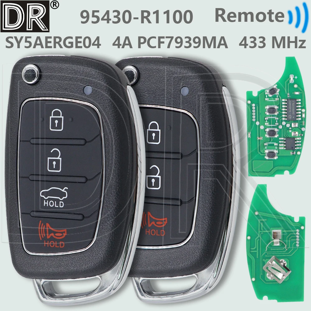 ชิป DR 95430-R1100 4A PCF7939MA ความถี่ 433MHz FSK SY5AERGE04 กุญแจรีโมทรถยนต์สำหรับ Hyundai HB20 ปี 2019 2020 2021 2022