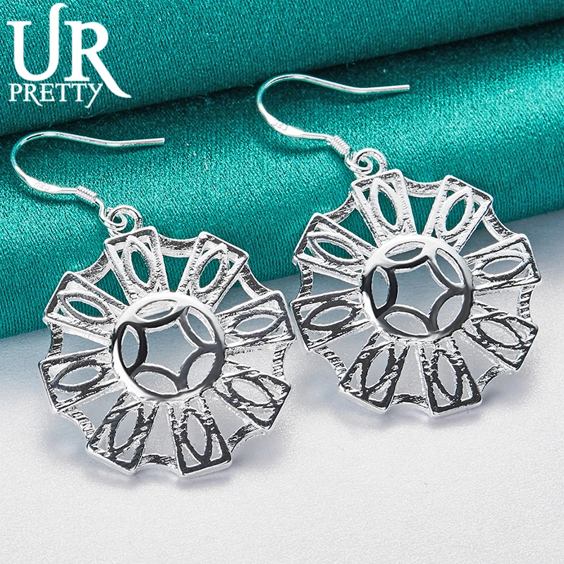 

Серьги-подвески женские из серебра 925 пробы с круглым узором