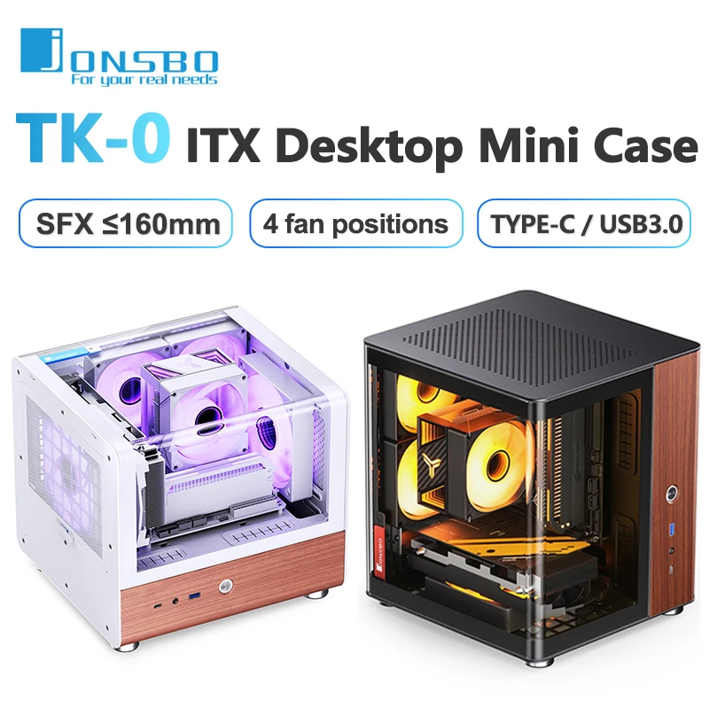 Jonsbo TK-0 ITX Sea View Room Case U-shaped Tempered Glass Side Transparent Gaming Type-c USB Desktop Computer Small Chassis