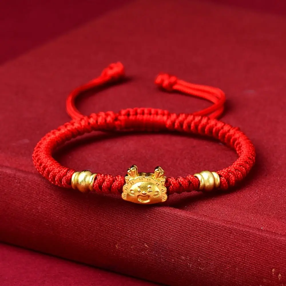 2024 Dragon Year Bracciale Golden Zodiac Dumpling Dragon Lucky Dragon Gnocco Al Vapore Red Rope Attira Il Braccialetto Della Fortuna