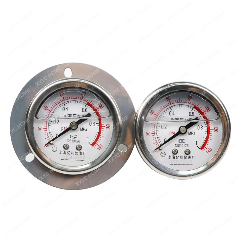 

Axial shockproof pressure gauge yn60zt 0-1.6/2.5/10/40mpa Edge-free panel pressure gauge