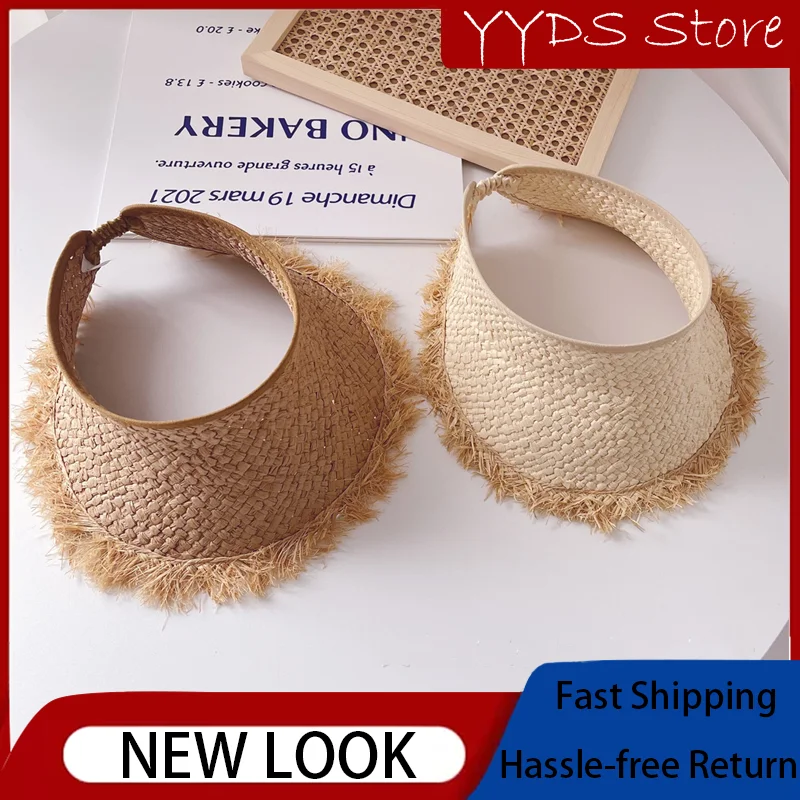 Summer Parent-child Sun Hats with Large Raw Edges Can Shrink Boys and Girls Empty Top Sun Hats Raffia Straw Hats Kids Hat