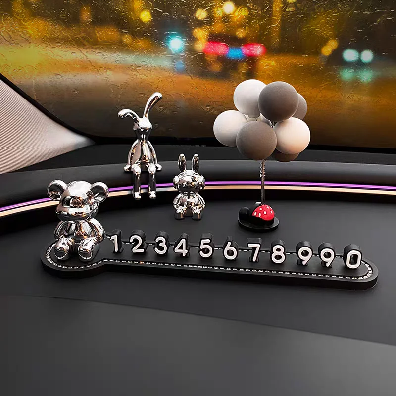 Cartoon Rabbit Bear Car Interior Decoration Center Console Decor Personality Room Table Desk Home Office Miniature Figurines