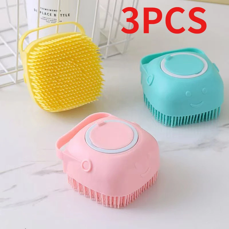

3PCS Random Color Silicone Bath Brush Children Adult Bath Brush Pet Massage Brush Shampoo Brush Household Necessities Wholesale