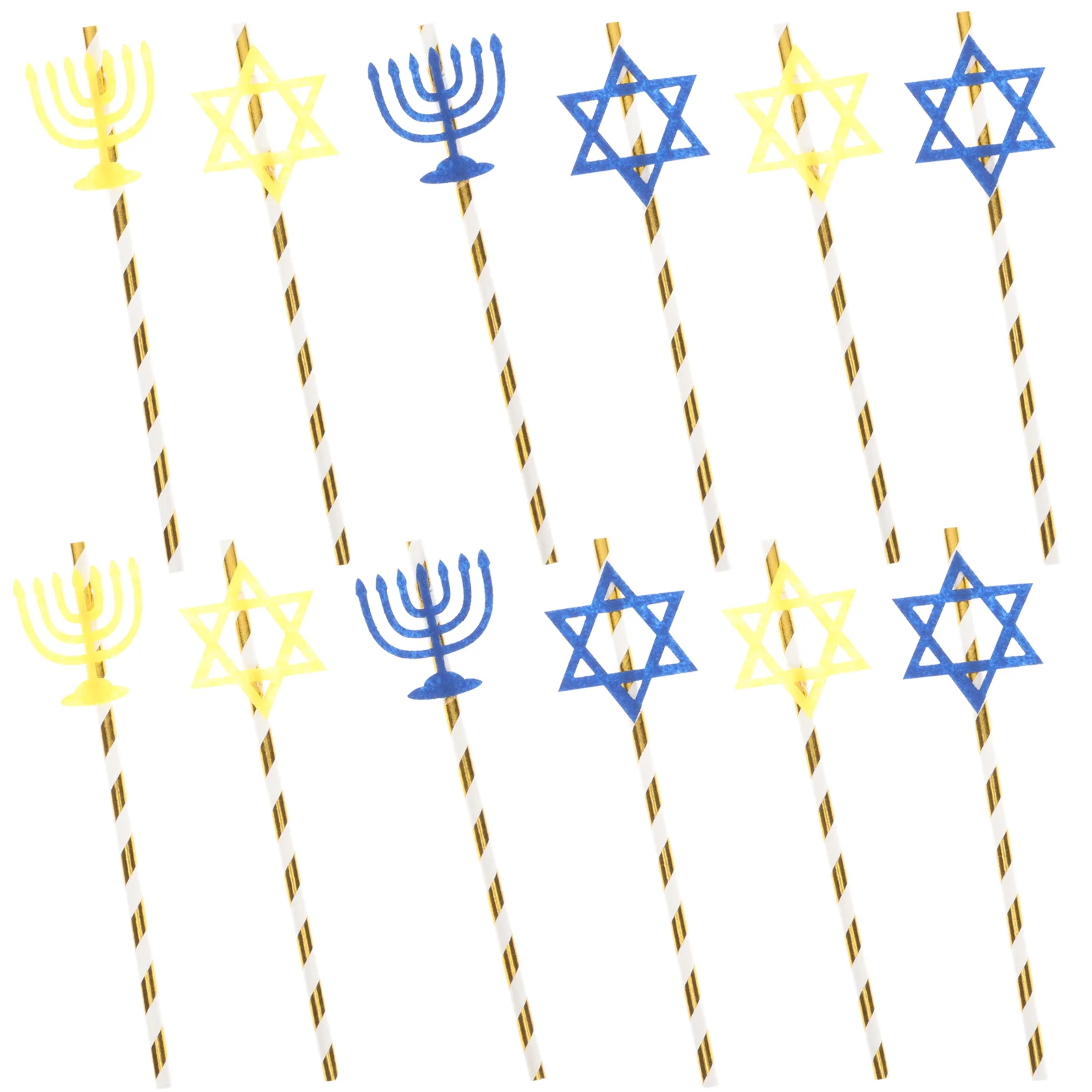 20 Pcs Dining Table Hanukkah Decoration Menorah Straws Paper Reliable Drinking Party
