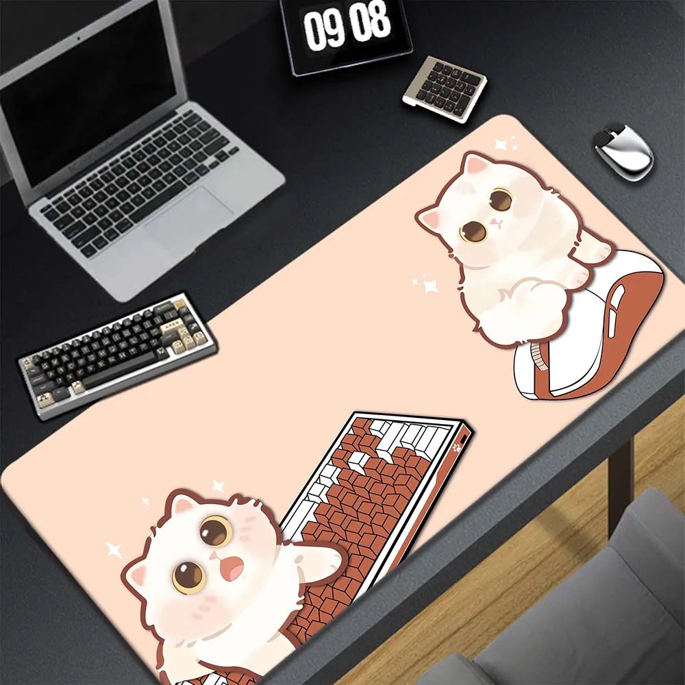 

Cute Cat Mouse Pad Pc Gamer Mousepad Kawaii Mouse Mat Gaming Speed Keyboard Pads Office Rubber Desk Mat XXXL 400x900mm Soft Pad