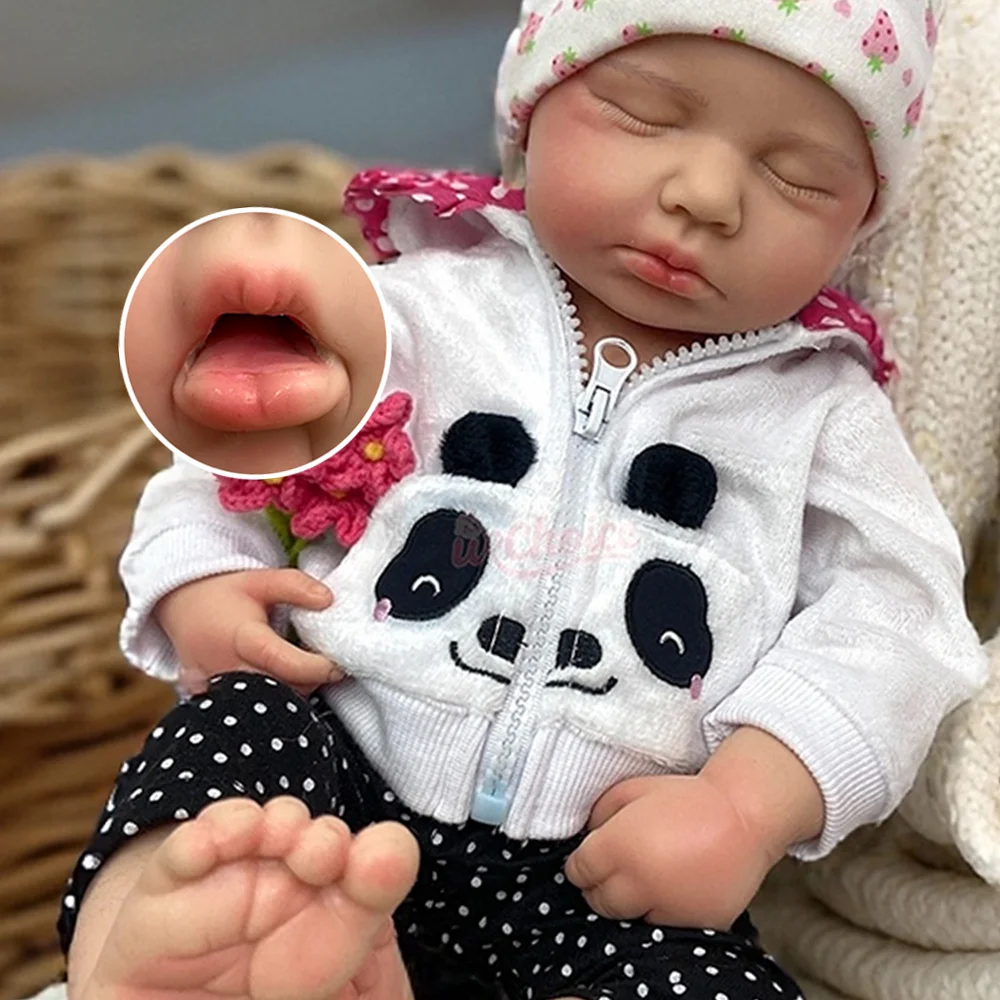 Muñeca Reborn De Silicona Platino Realista – 50 Cm Con Boca Abierta Y Extremidades Articuladas – Cuerpo Suave Y Lavable – Ideal Para Regalar Y Coleccionar