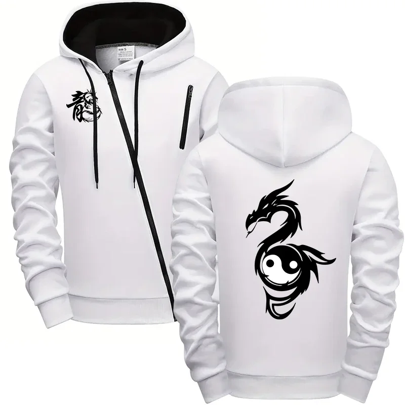 Chinese Dragon Printed Hoodie for Men Casual Sports