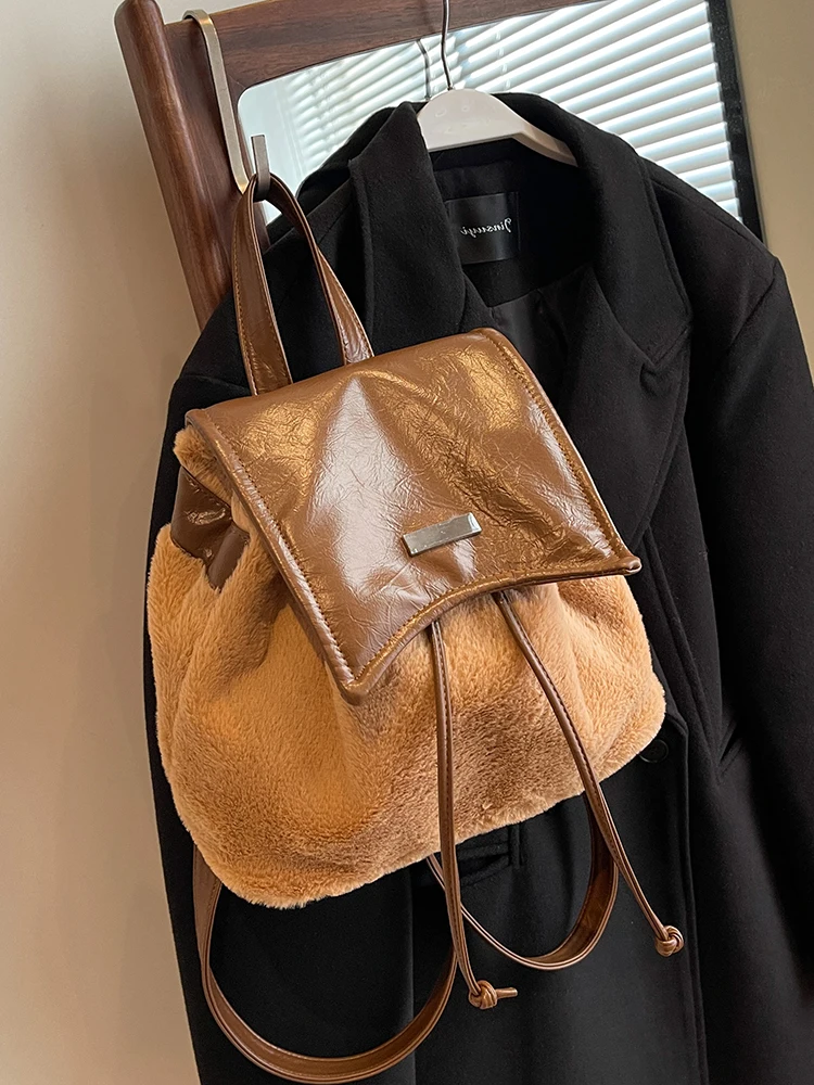 

Бархатные мягкие рюкзаки для женщин, Осень-зима, винтажные школьные ранцы для студентов, однотонные простые маленькие сумки для девочек