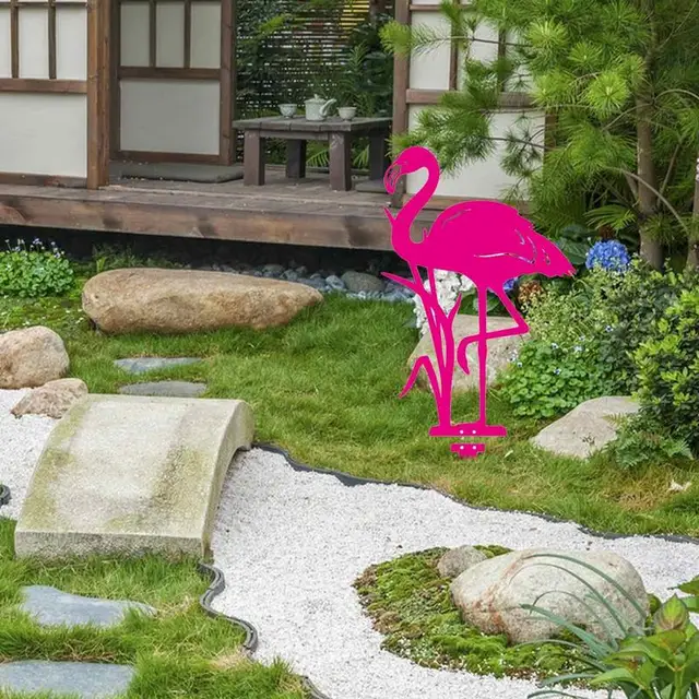 Flamingo Szobrászat Dísz Kerti Gyep Udvar Őrölt Tét Dekoráció Kültéri Fém Szobor Otthoni - Image 5