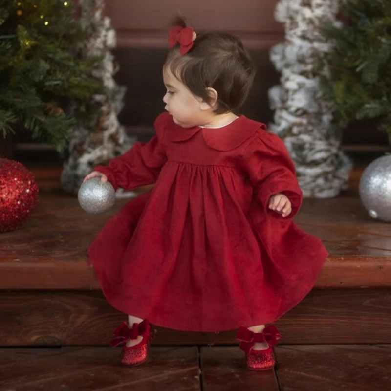 white christmas dresses Cute Christmas Dress Baby Girl Sequins Pageant Dress Toddler Birthday Party Ball Gown, Red / 3-4 Years (110cm) main image 1