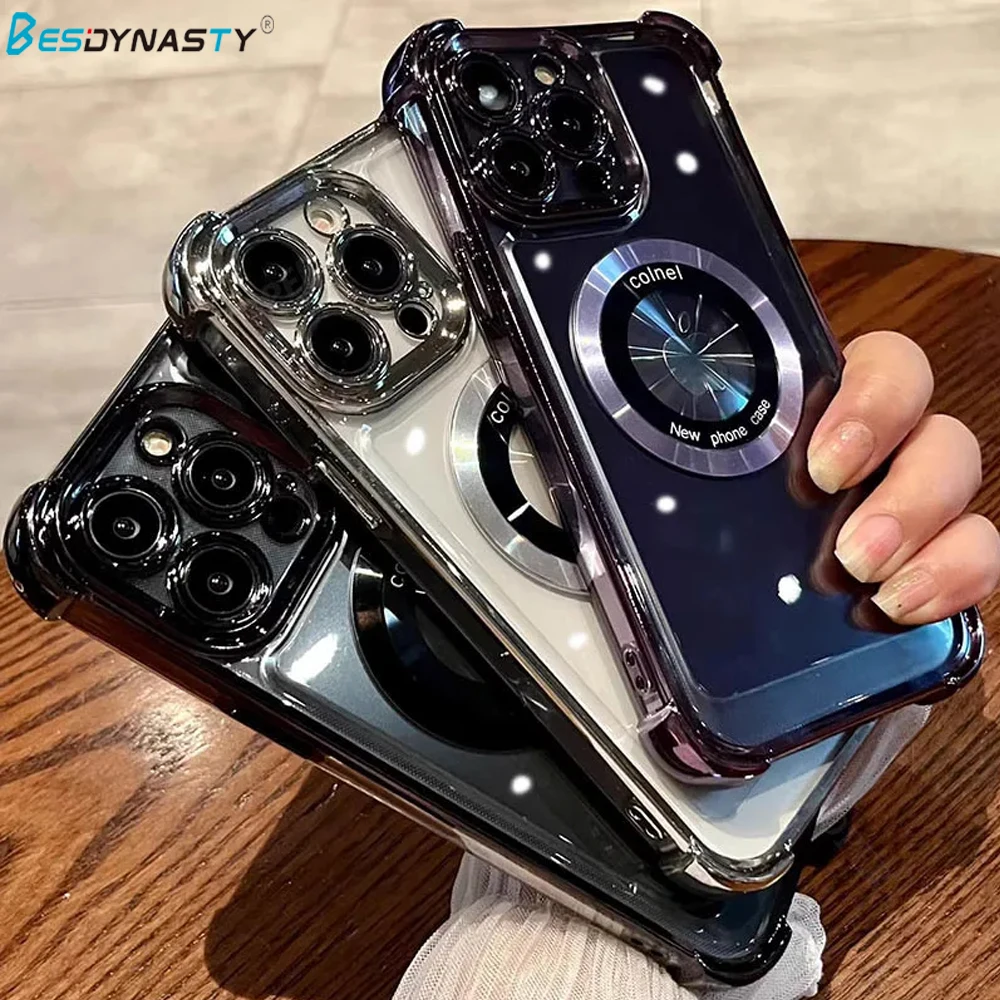 Luxury Simplicity Plating Shockproof Phone Case with Magnetic Wireless Charging Compatibility