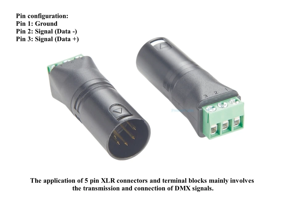XLR 5Pin Stecker auf Schraubklemmenblock DMX512 XLR lötfreier Konverter für Bühnenbeleuchtung, DMX-Licht, Audiogeräte, Mikrofon – Detail 2