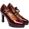 2024 New Fashion Platform High Heels Women Round Toe Black Pu Leather Square Heel Pumps for Party Dress Lady Shoes Zapatos Mujer 6