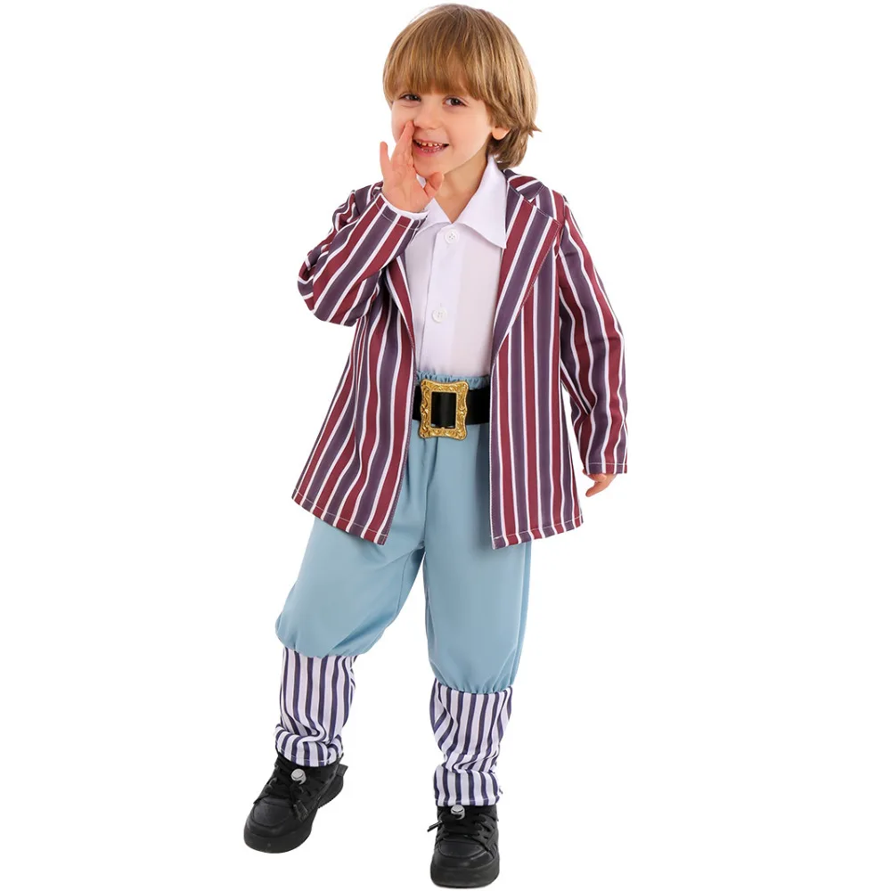 Movie Chocolate Factory Oompa Cosplay Costume Kids Coat Pants Belt Full Set Loompa Role Play Children Suit Halloween Party