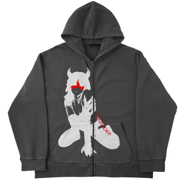 Gothicana by EMP Uomo Felpa con Cappuccio Nera con Cinturini in Similpelle e Borchie L