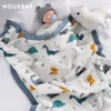 Baby Blankets 6 Layers 100% Cotton Gauze Breathable Infant Wrap Soft Absorbent Newborn Swaddle Blankets Cartoon Baby Bath Towel 1