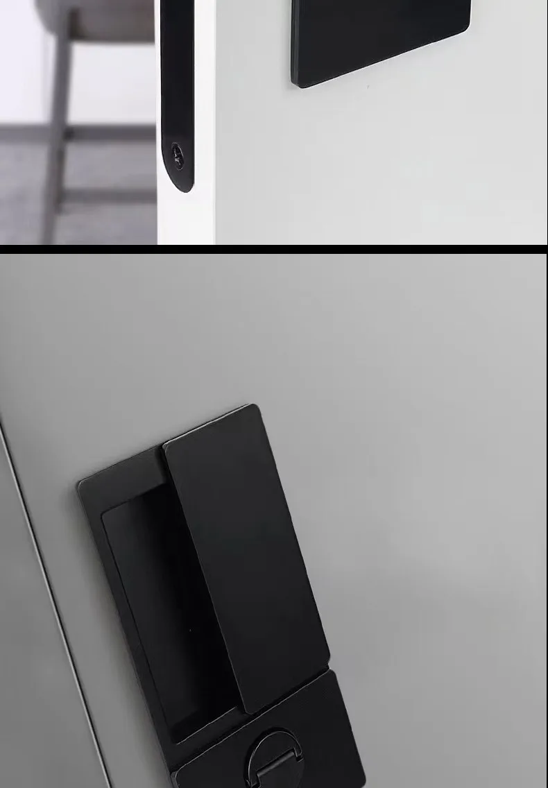 2023 New Handleless Flat Lock Modern Bedroom Magnetic Recessed Door Handle Silent Push-Pull Golden Invisible Sliding Door Lock