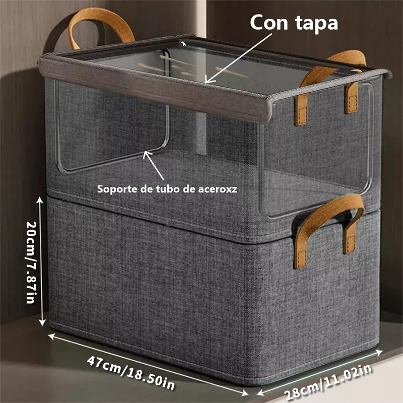 1pc Visible Large Capacity Storage Box Portable Household Clothes Organizer With Handles Foldable Dustproof Quilt Container 2