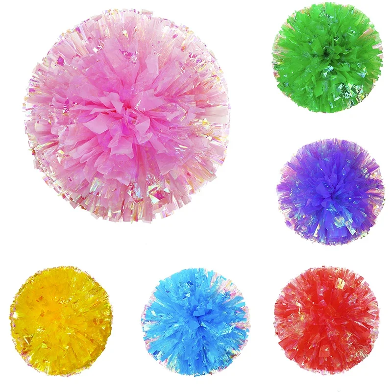 Cheerleading Pom Poms Cheerleading Ball Cheerleading Pom Poms Hand Finger Cheer Balls Pink and White Gold Silver Red Green Dance Pompoms Accessories for Women Girl Kids