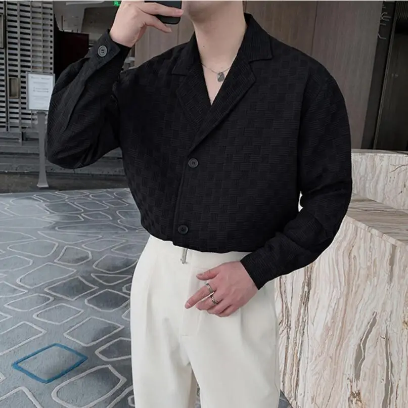 2022 Men Social Party Tuxedo Streetwear Camisas Para Hombre Spring High  Quality Lapel Men's Shirts Long Sleeve Casual Shirt 2xl - Shirts -  AliExpress