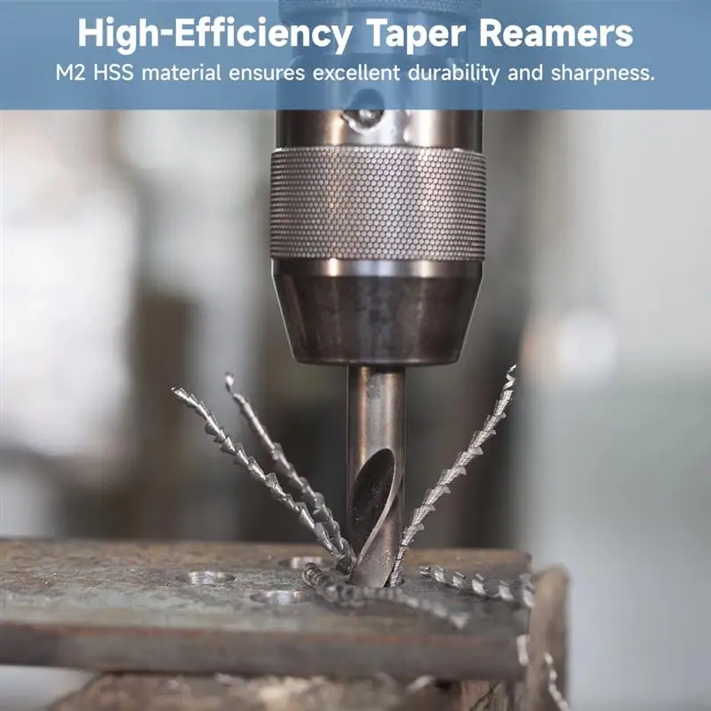 4Pcs/Set Taper Reamers 3/8" 1/2" 5/8" 3/4" M2 HSS Chucking Reamers Taper Bridge Reamer 5 Spiral Flutes Bridge Steel Reamers 5