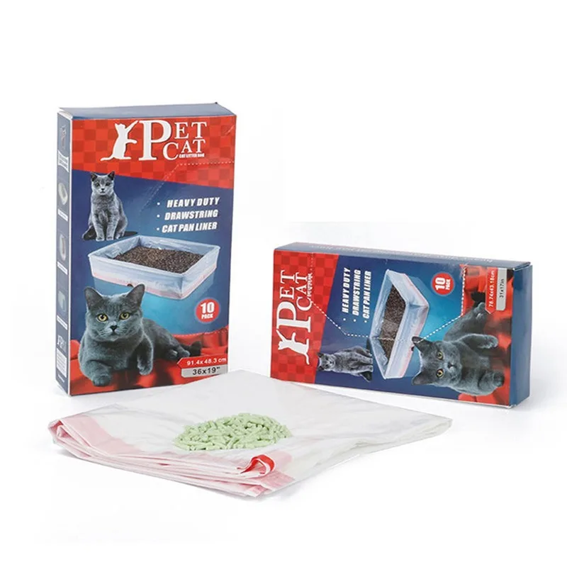 Drawstring Litter Box Liners - Leak-Proof Automatic Closure Bags for Cat Toilet,Quick-Change Thick Waste Disposal(10-Pack)