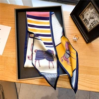 2023 Fashion Horse Print Silk Scarf Women Thin Neck Long Scarves Narrow Office Lady Shawl Bandanas Bag Female Skinny Hairbands 1