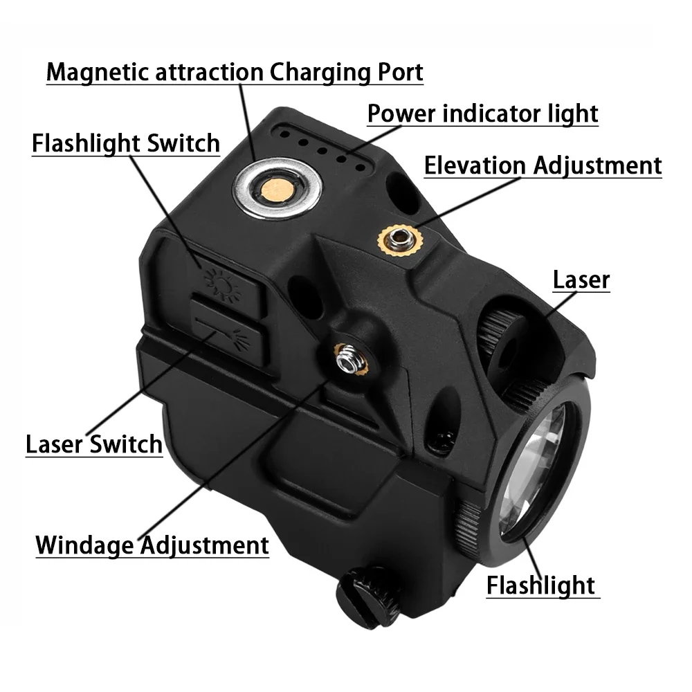 Compact Plastic Pistol Flashlight with Laser Combo Sight