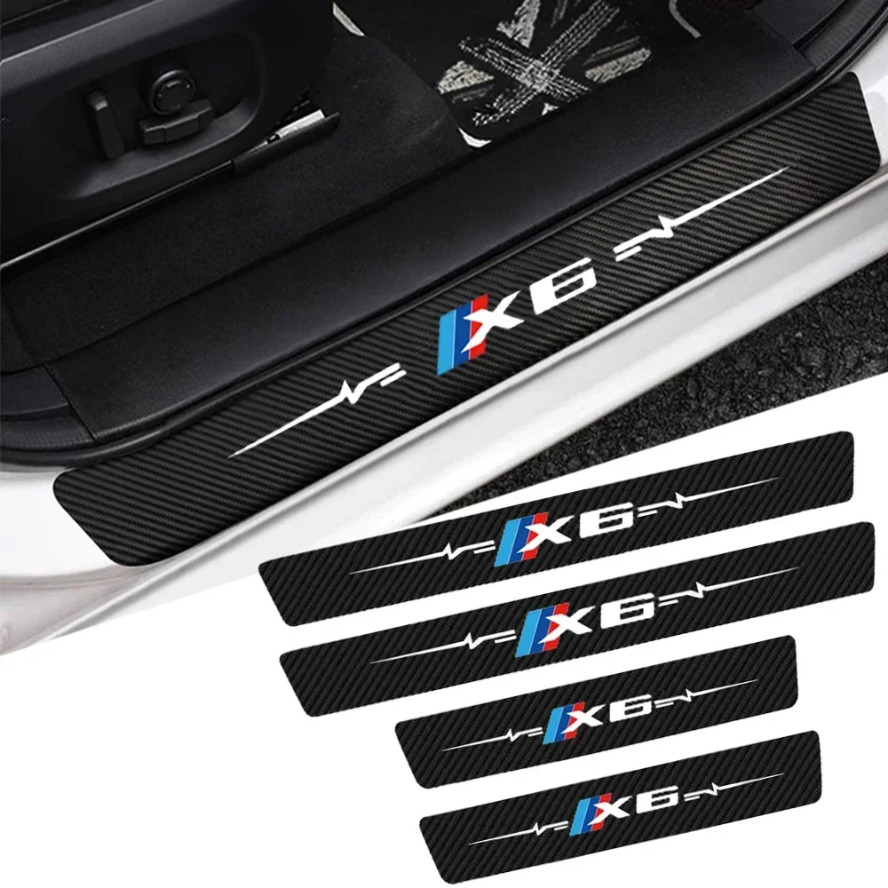 

Углеродное волокно для логотипа X6 E89 F20 X5 X2 защитная пластина для порога автомобильной двери Задний бампер Защита для багажника Аксессуары для детской двери
