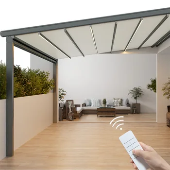 Tetto da giardino impermeabile retrattile pieghevole per esterni Gazebo in alluminio 3X3 Tonnelles Baldacchino Tende Padiglione Tendalino Pergola 1